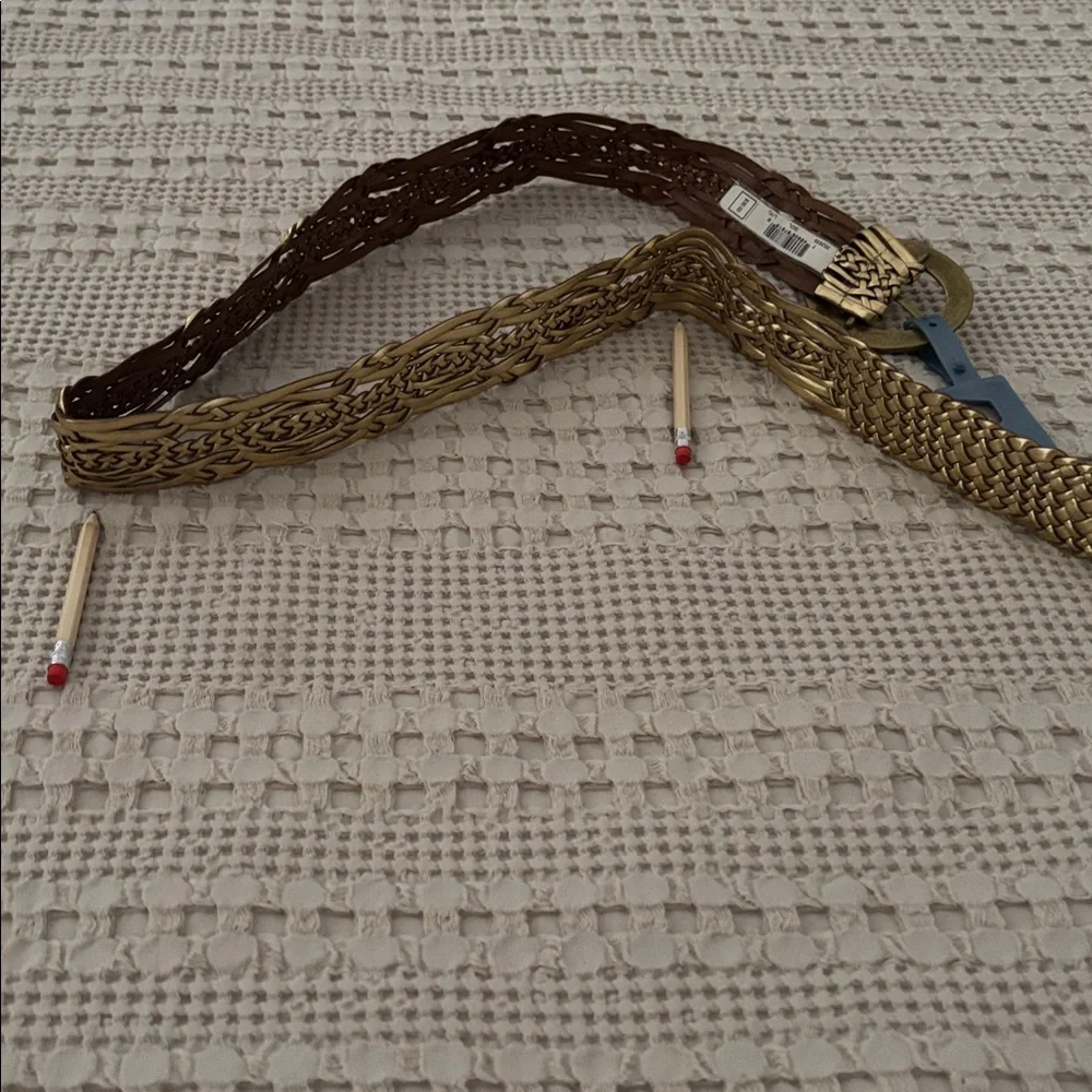 NWT Nine West Gold Tone Metallic Woven Belt with Decorative Buckle Size L/XL - Picture 16 of 16